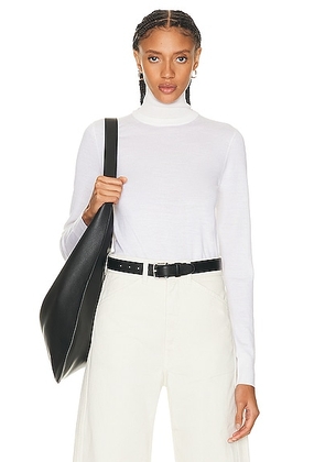 Toteme Two Tone Turtleneck Knit Sweater in Cream - Cream. Size XS (also in ).