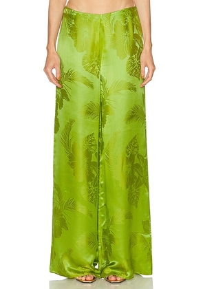Retrofete Antoinette Pant in Kiwi Tropical Jacquard - Green. Size L (also in M, S, XS).
