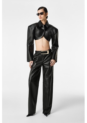 REVOLVE LOS ANGELES Agnes Cropped Leather Jacket in Black - Black. Size L (also in M, S, XL, XS).