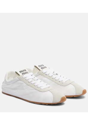 Miu Miu Plume suede-trimmed sneakers