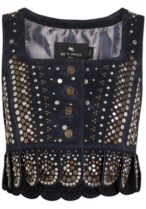 Etro Embellished Suede top - Light Blue - 40 (UK8 / S)