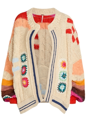 Free People Clear Skies Intarsia Cotton-blend Cardigan - Multicoloured - S (UK 8-10 / S)