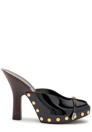 Versace 105 Stud-embellished Wooden and Patent Leather Mules - Black - 38 (IT38 / UK5)