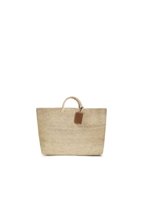 Manebi Beige Raffia Handbag