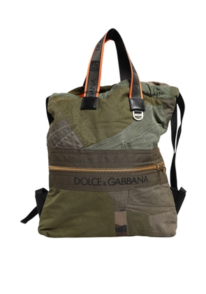 Dolce & Gabbana Military Green Patchwork Rucksack Backpack Bag