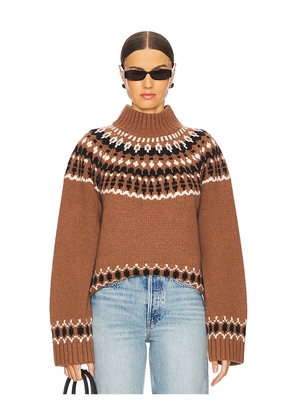 EAVES Cait Fair Isle Sweater in Brown. Size L. Also in S.