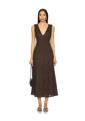 Bardot Cordelia Linen Midi Dress in Chocolate. Size 2. Also in 4.