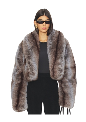 AFRM Stephanie Faux Fur Coat in Brown,Slate. Size L. Also in M, S.
