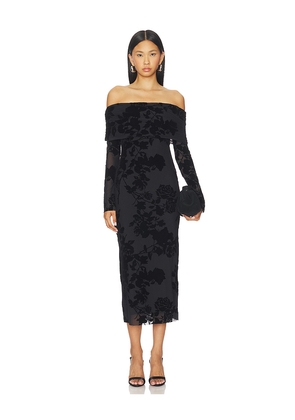 AFRM Cornelia Flock Mesh Dress in Black. Size L. Also in M, S.