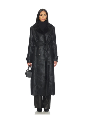 Bardot Faux Leather Trench Coat in Black. Size XL. Also in M.