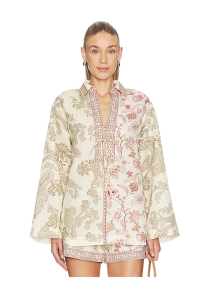 HEMANT AND NANDITA Drop Shoulder Collared Tunic in Neutral. Size L. Also in M, S, XS, XXL, XXS.