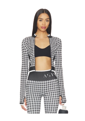 Astoria Seamless Knit Zip Up Jacket in Black,White. Size L. Also in M, S, XL, XS.