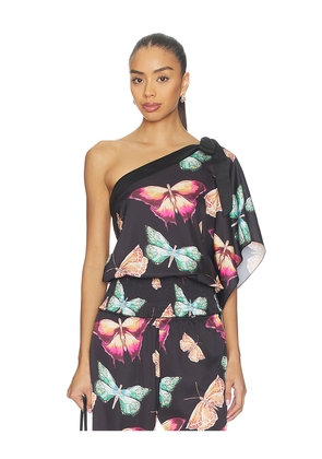 Juliet Johnstone Mariposa One Shoulder Top in Black. Size L. Also in M, S, XS.