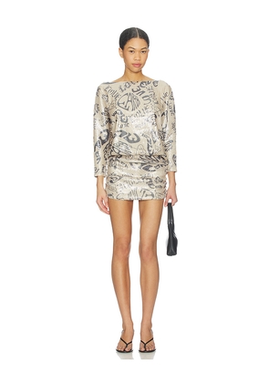 Juliet Johnstone Sequin Disco Dress in Tan. Size L. Also in M, S, XS.
