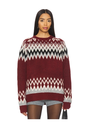 MORE TO COME Calantha Fairisle Sweater in Burgundy. Size L. Also in S.