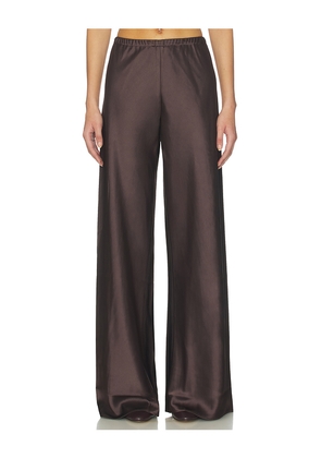 La Ligne Double Faced Satin Colby Pant in Chocolate. Size L. Also in XXS.