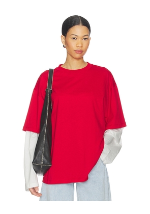 LIONESS Bottega Shirt in Red,White. Size L. Also in M, S, XL, XS, XXS.