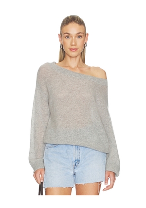 NAADAM Cloud Cashmere Open Crewneck in Grey. Size L. Also in M, S, XS.