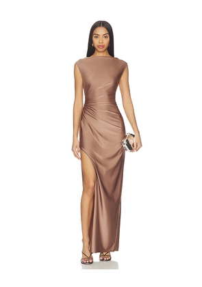 Lapointe Ruched Gown in Brown. Size L. Also in M, S, XS.