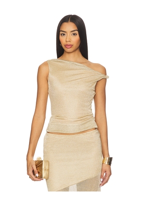 Runaway The Label Elaine One Shoulder Top in Metallic Gold. Size S. Also in L.