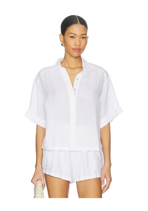 PQ Linen Button Up Top in White. Size XS/S. Also in M/L.
