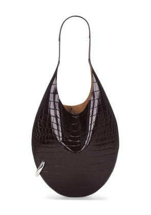 Tory Burch Pierced Croc Embossed Bag in Brown.