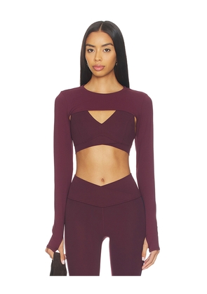 Splits59 Amelia Airweight Lite Shrug in Wine. Size L. Also in M, S, XL, XS.