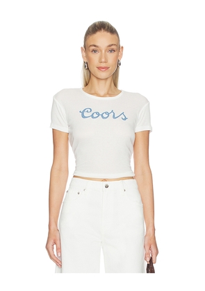 The Laundry Room Coors Denim Baby Tee in White. Size L. Also in M, S, XL, XS.