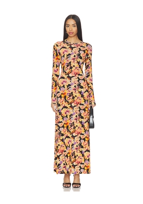 Ulla Johnson Amari Long Sleeve Jersey Dress in Black,Orange. Size L. Also in M, S, XS.