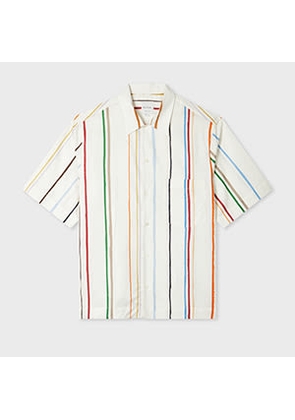 Paul Smith Ecru 'Painted Signature Stripe' Short-Sleeve Shirt White
