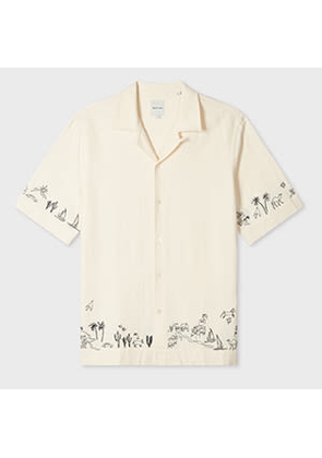 Paul Smith Ecru Viscose-Linen Embroidered Shirt White