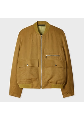 Paul Smith Khaki Viscose-Linen Bomber Jacket Brown