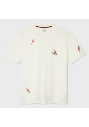 Paul Smith White Embroidered 'Bird' Cotton T-Shirt