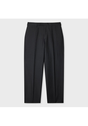 Paul Smith Relaxed-Fit Black Wool-Linen Pinstripe Trousers