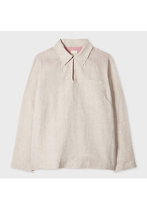 Paul Smith Oatmeal Linen Oversized Pop-Over Shirt White