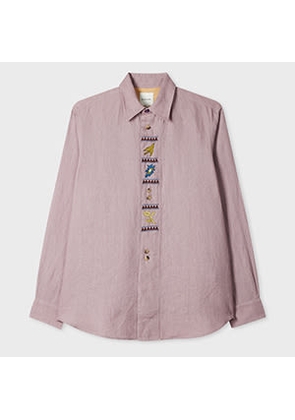 Paul Smith Mauve Linen Embroidered Shirt Purple