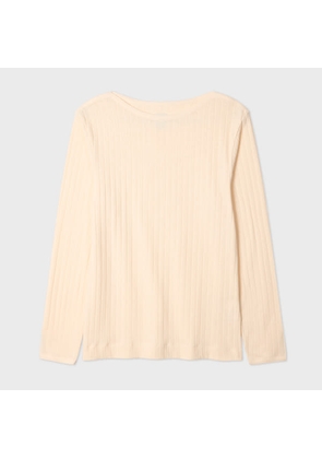 Paul Smith Ecru Cotton-Linen Boat Neck Long-Sleeve T-Shirt White