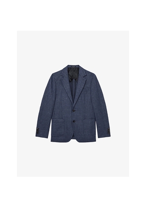 Mens Reiss Romana Notch-Lapel Dogtooth Wool and Linen Blazer