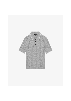 Mens Reiss Denby Cable-Knit Cotton Polo Shirt