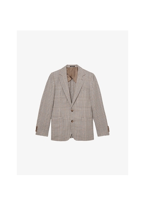 Mens Reiss Epsom Checked Linen-Blend Blazer