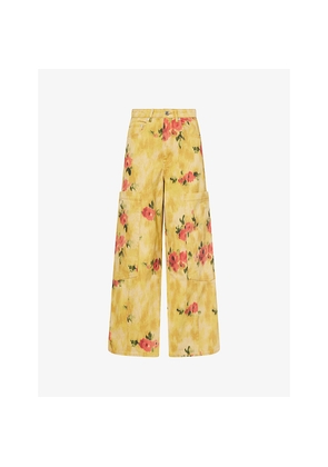 Womens Ganni Baggy Printed Denim Jeans