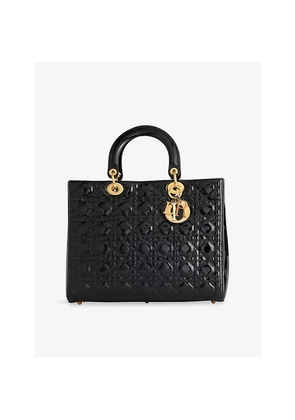 Womens Reselfridges Pre-Loved Dior Large Patent Cannage Lady Dior Leather Satchel