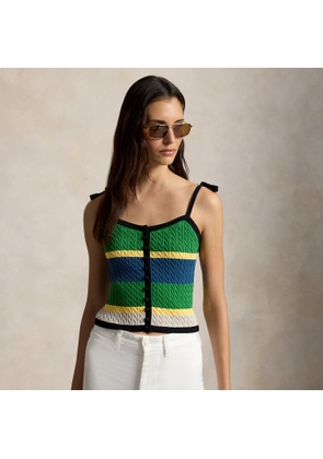 Colour-Blocked Cable-Knit Tank Top