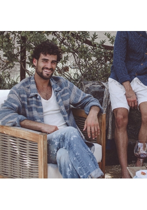 Indigo Striped Linen Overshirt