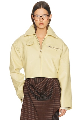 Helsa The 90s Leather Jacket in Banana Yellow - Lemon. Size XS (also in ).