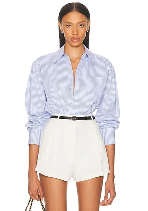 L'Academie Rosalyn Button Down Shirt in Blue Stripe - Baby Blue. Size M (also in ).