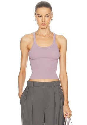 RE/DONE Cropped Ribbed Tank in Lavender - Lavender. Size S (also in ).