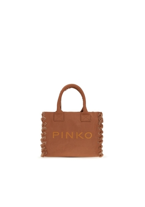PINKO Brown Cotton Shoulder Bag
