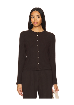 DONNI. The Sweater Rib Cardi in Brown. Size L. Also in M.