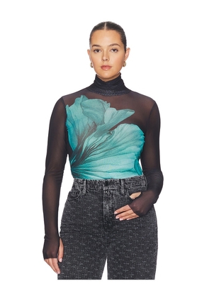 AFRM Zadie Power Mesh Top in Teal. Size XS. Also in S, XXS, M, L, XL, XXL, 1X, 2X, 3X.
